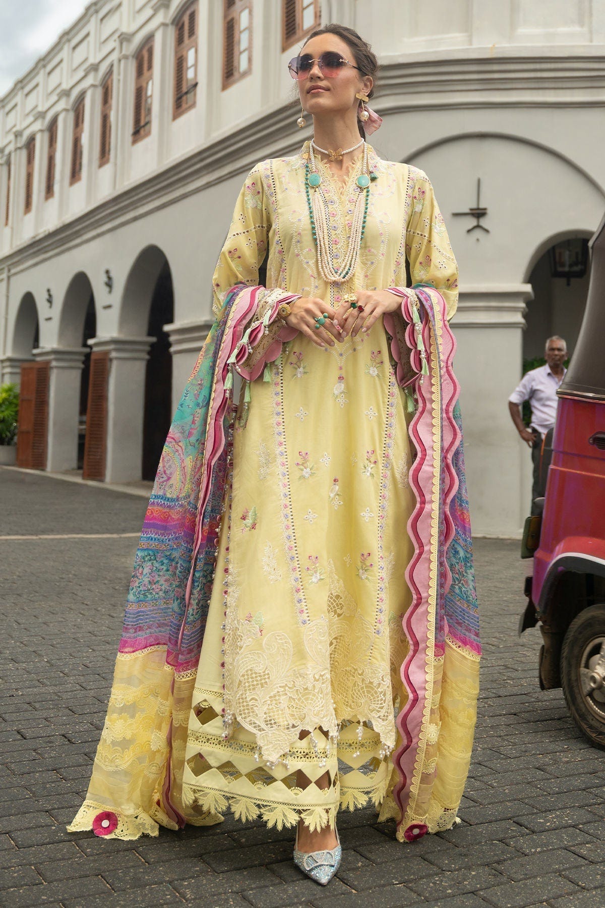 Annus Abrar | Neroli Luxury Lawn | Baneera-Brand:Annus Abrar-Type:Ladies Clothes-Pale Yellow-Lawn-House of Maryam- Buy in UK, USA