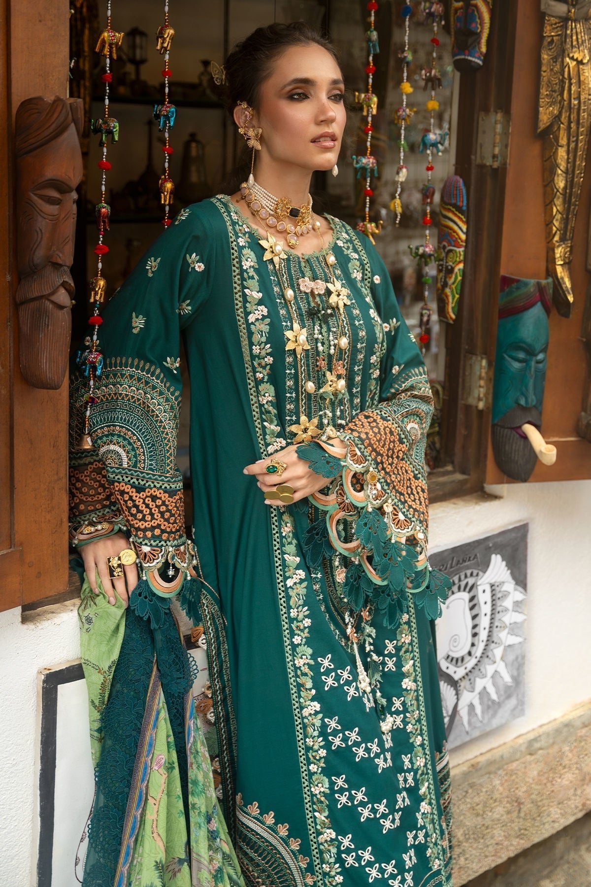 Annus Abrar | Neroli Luxury Lawn | Rela-Brand:Annus Abrar-Type:Ladies Clothes-Emerald Green-Lawn-House of Maryam- Buy in UK, USA