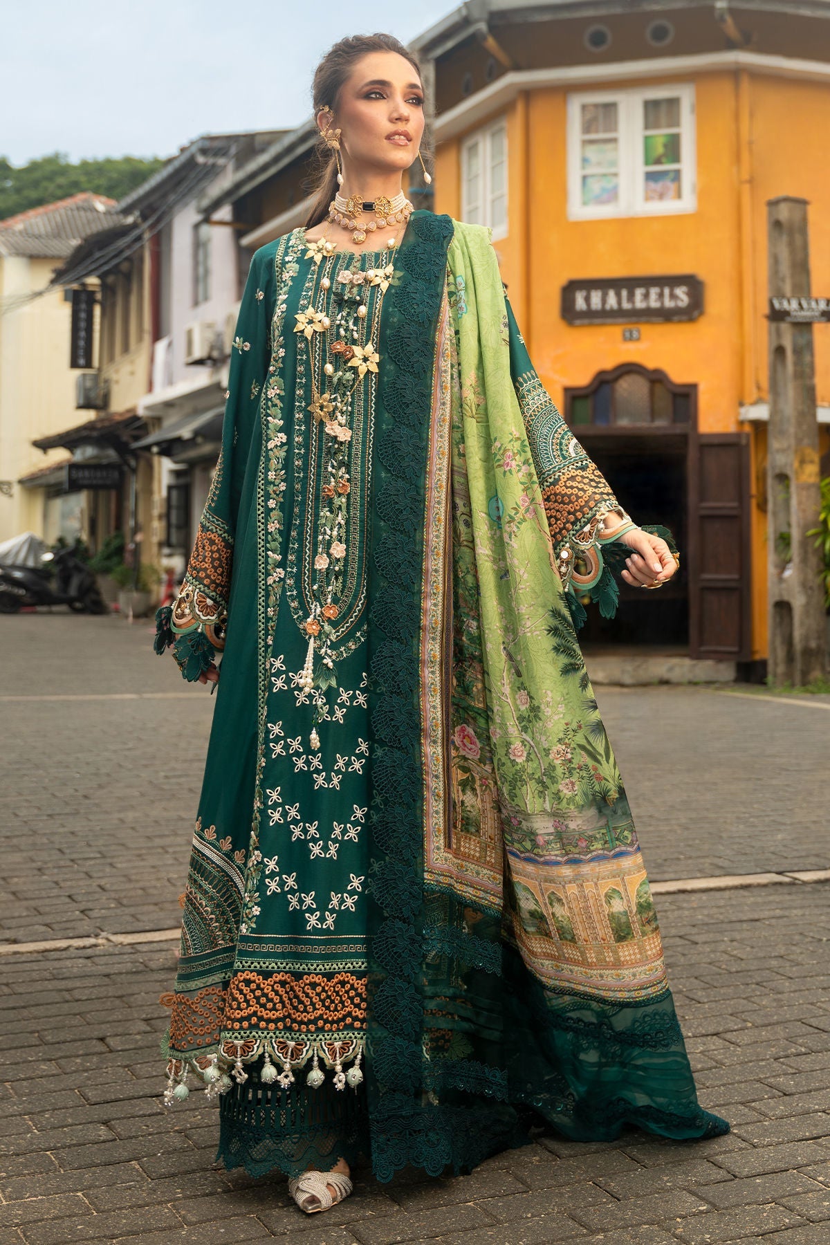 Annus Abrar | Neroli Luxury Lawn | Rela-Brand:Annus Abrar-Type:Ladies Clothes-Emerald Green-Lawn-House of Maryam- Buy in UK, USA