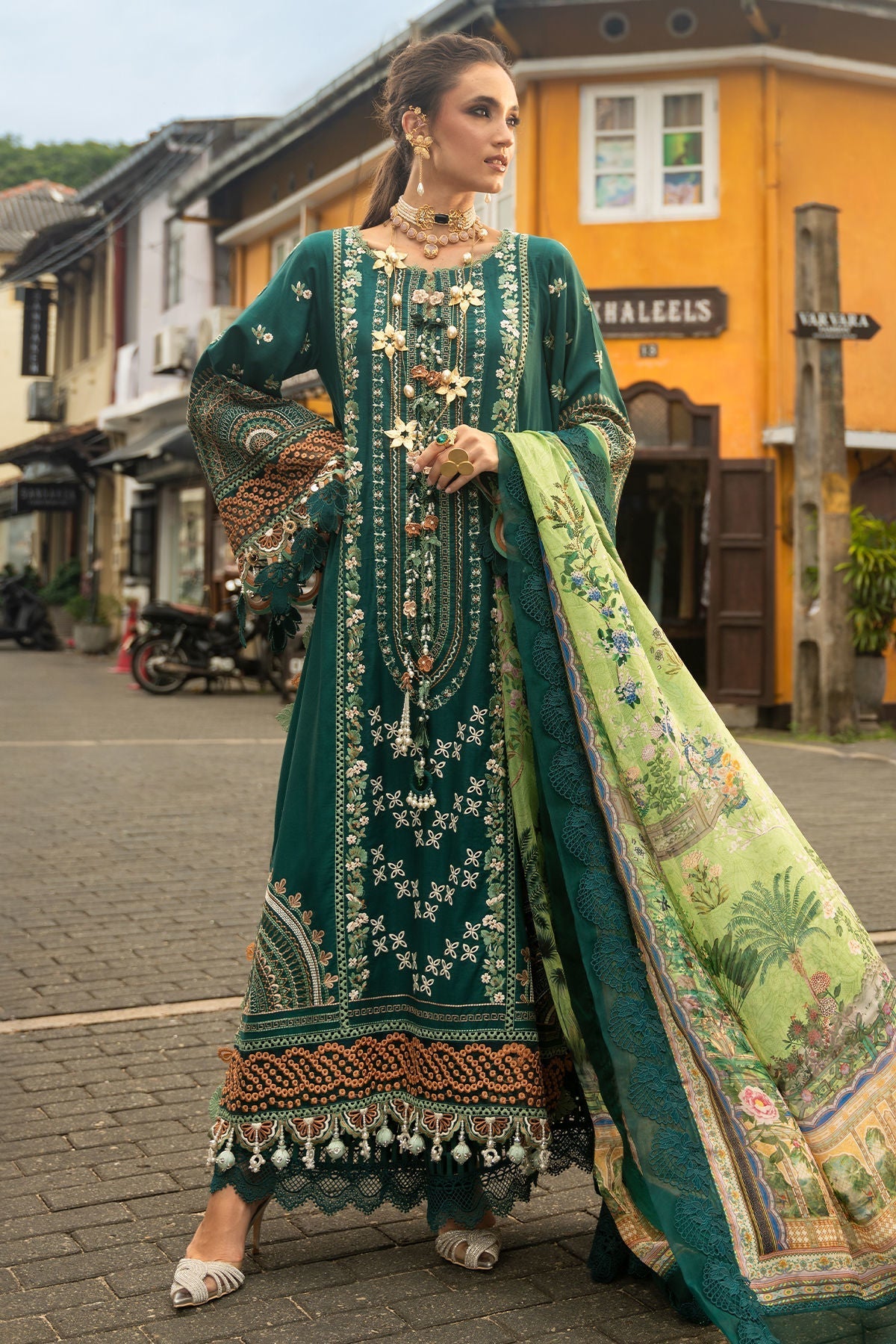 Annus Abrar | Neroli Luxury Lawn | Rela-Brand:Annus Abrar-Type:Ladies Clothes-Emerald Green-Lawn-House of Maryam- Buy in UK, USA