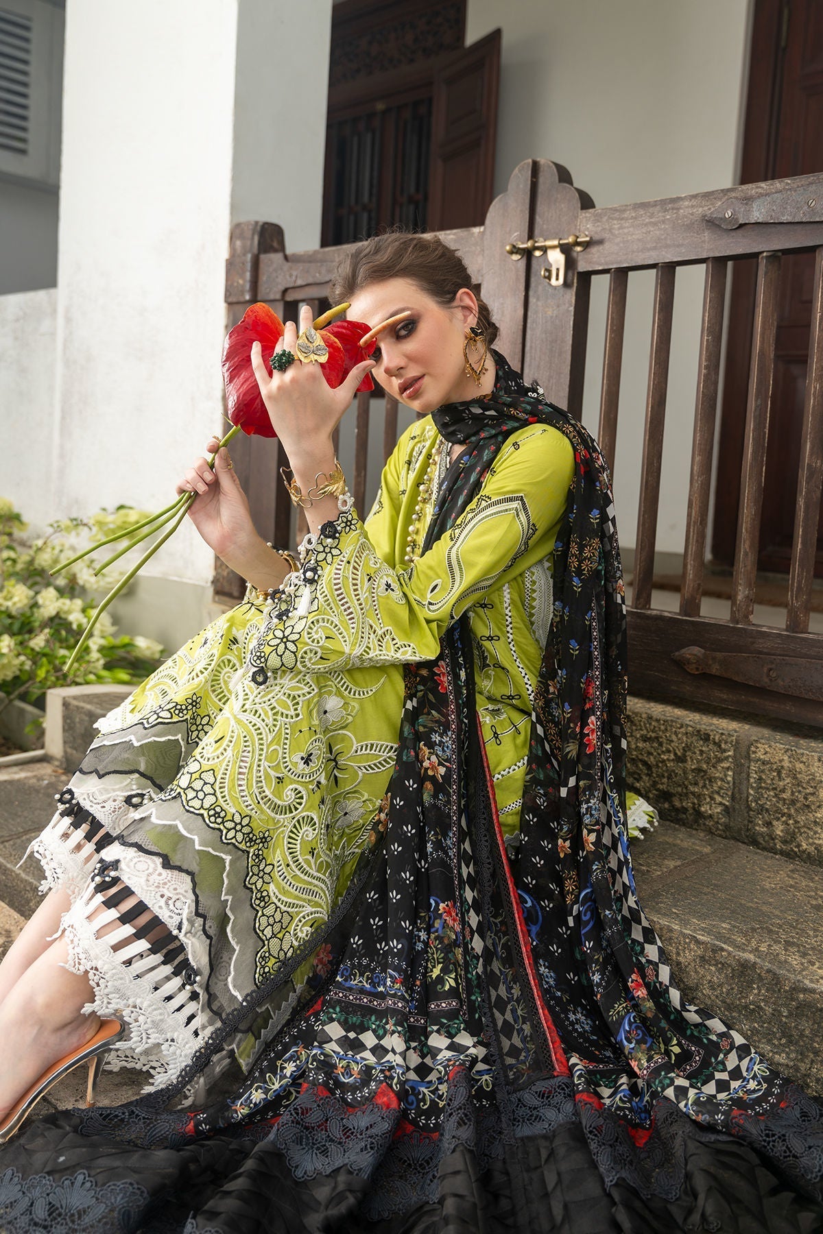 Annus Abrar | Neroli Luxury Lawn | Rutaba-Brand:Annus Abrar-Type:Ladies Clothes-Lime-Lawn-House of Maryam- Buy in UK, USA