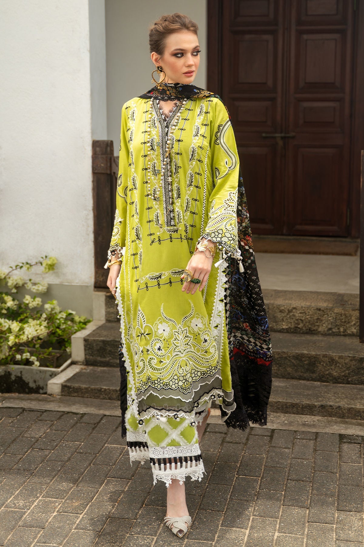 Annus Abrar | Neroli Luxury Lawn | Rutaba-Brand:Annus Abrar-Type:Ladies Clothes-Lime-Lawn-House of Maryam- Buy in UK, USA