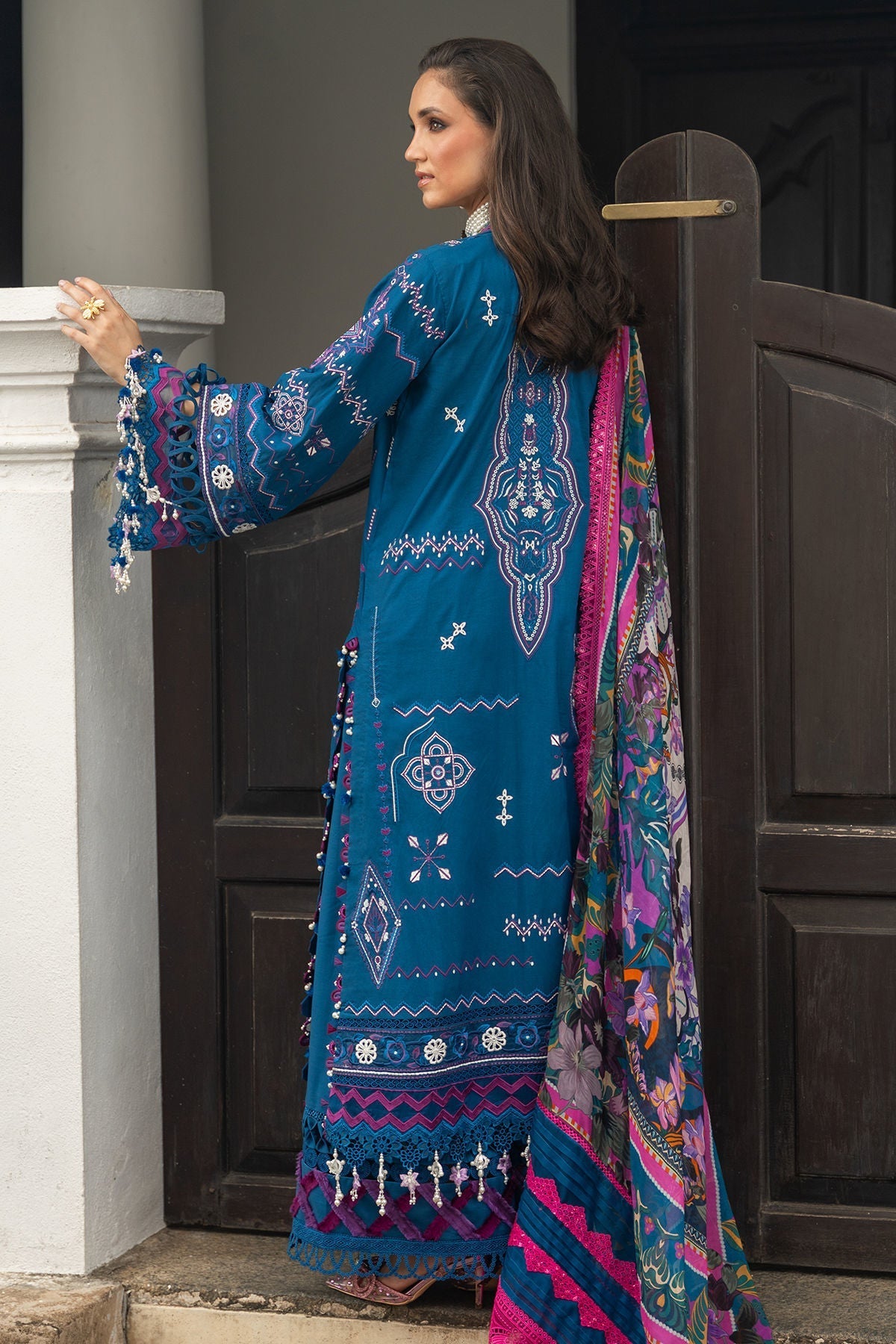 Annus Abrar | Neroli Luxury Lawn | Seraya-Brand:Annus Abrar-Type:Ladies Clothes-Teal Blue-Lawn-House of Maryam- Buy in UK, USA