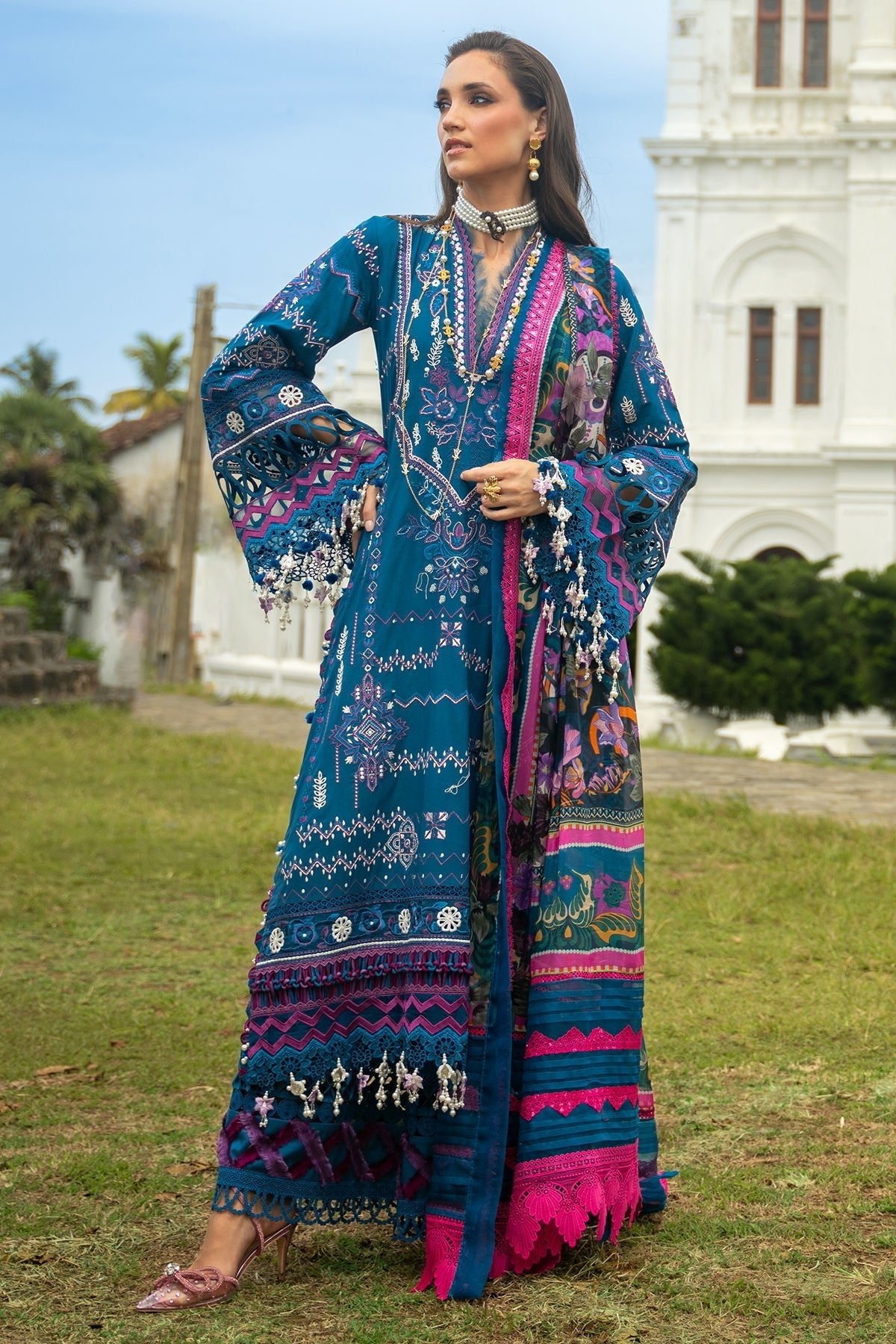 Annus Abrar | Neroli Luxury Lawn | Seraya-Brand:Annus Abrar-Type:Ladies Clothes-Teal Blue-Lawn-House of Maryam- Buy in UK, USA