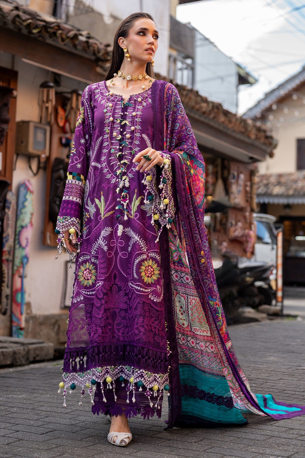 Annus Abrar | Neroli Luxury Lawn | Zoila-Brand:Annus Abrar-Type:Ladies Clothes-Purple-Lawn-House of Maryam- Buy in UK, USA