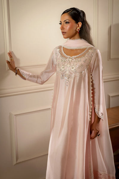 Annus Abrar | Zeh Eid Edit | Kesra-Brand:Annus Abrar-Type:Ladies Clothes-Light Peach Pink-Sheesha Silk-House of Maryam- Buy in UK, USA