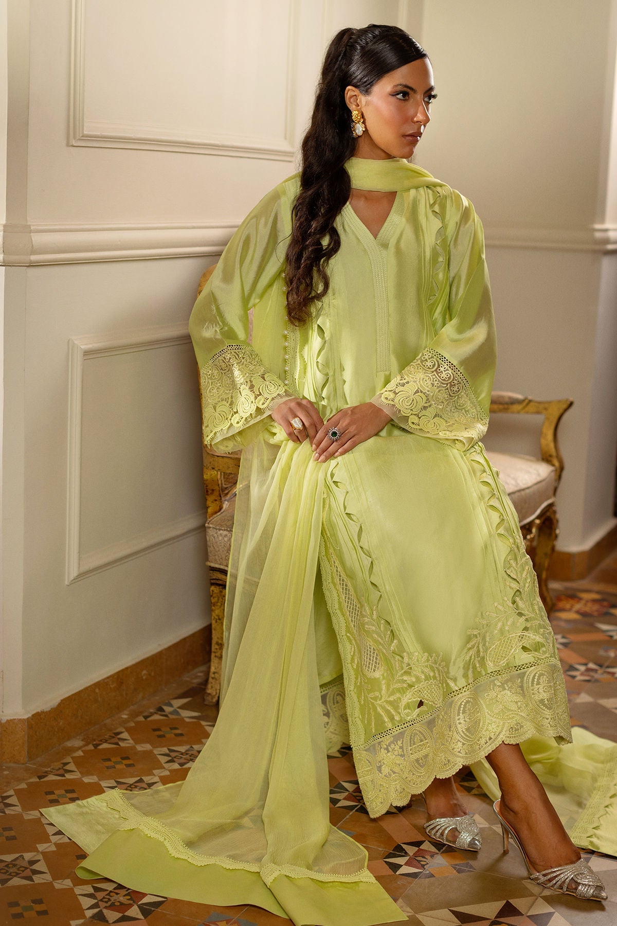 Annus Abrar | Zeh Eid Edit | Zarrin-Brand:Annus Abrar-Type:Ladies Clothes-Grape Green-Sheesha Silk-House of Maryam- Buy in UK, USA