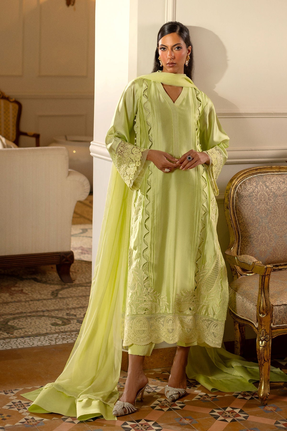 Annus Abrar | Zeh Eid Edit | Zarrin-Brand:Annus Abrar-Type:Ladies Clothes-Grape Green-Sheesha Silk-House of Maryam- Buy in UK, USA