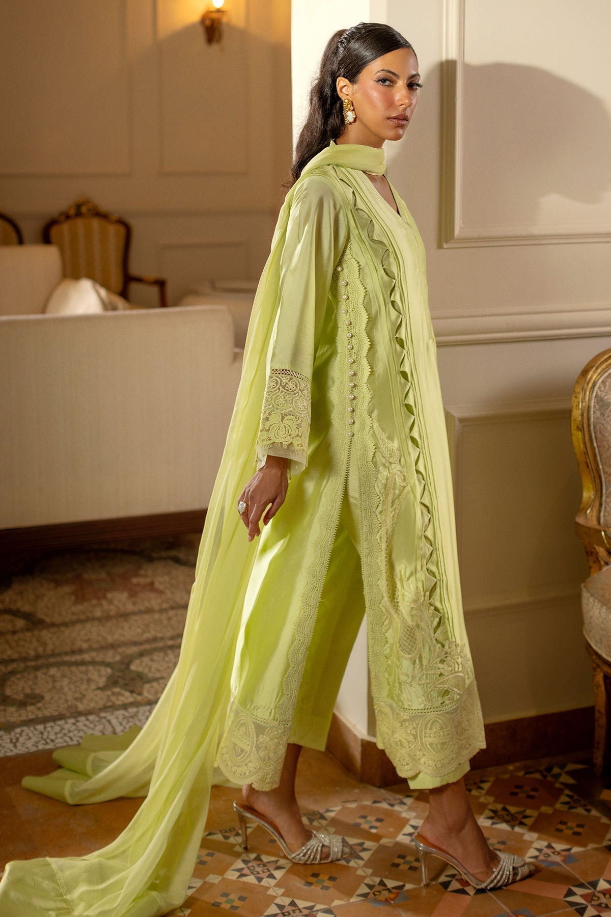 Annus Abrar | Zeh Eid Edit | Zarrin-Brand:Annus Abrar-Type:Ladies Clothes-Grape Green-Sheesha Silk-House of Maryam- Buy in UK, USA