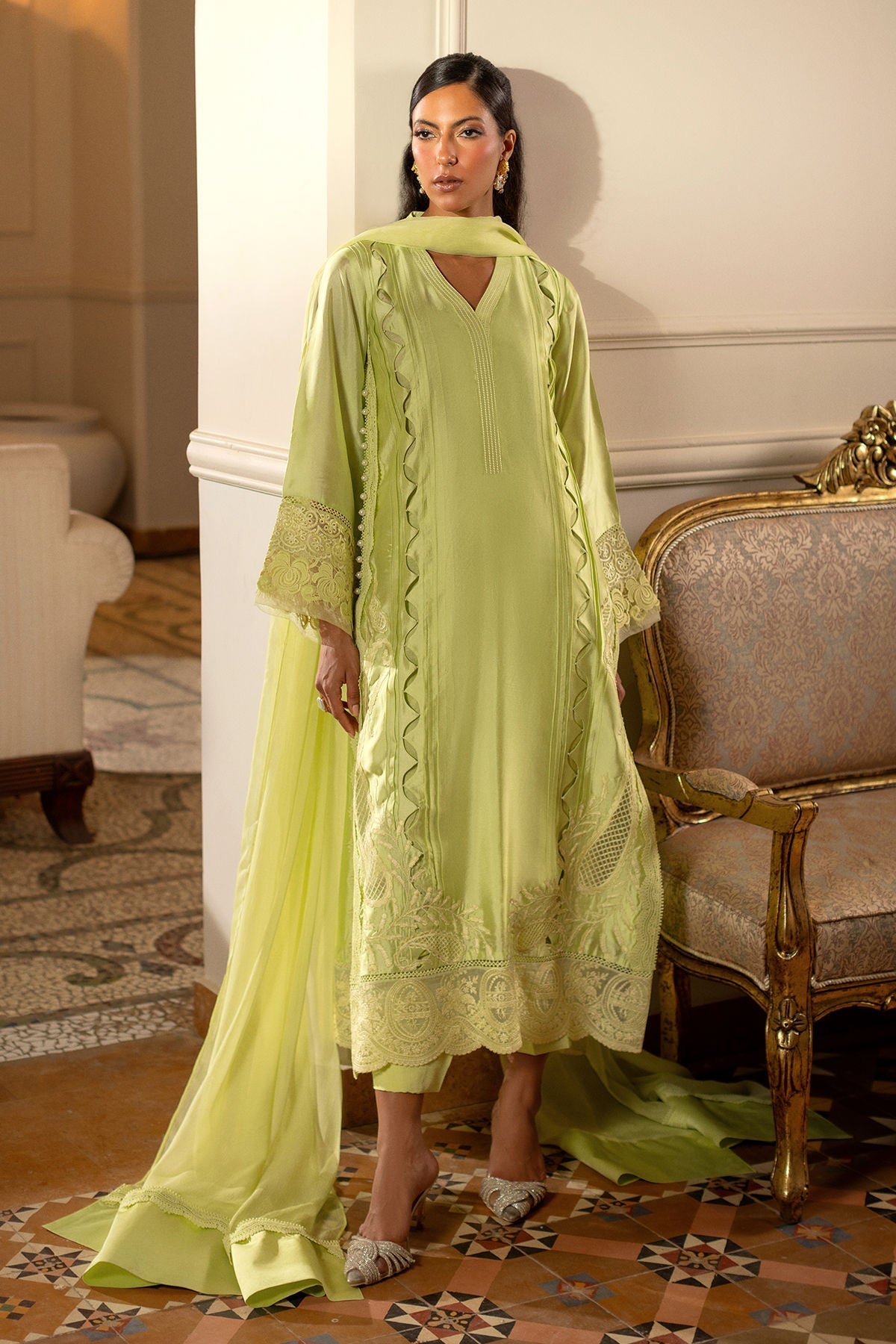 Annus Abrar | Zeh Eid Edit | Zarrin-Brand:Annus Abrar-Type:Ladies Clothes-Grape Green-Sheesha Silk-House of Maryam- Buy in UK, USA