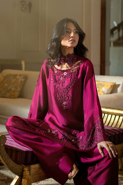 Annus Abrar | Zeh Eid Edit | Zevana-Brand:Annus Abrar-Type:Ladies Clothes-Wine-Sheesha Silk-House of Maryam- Buy in UK, USA