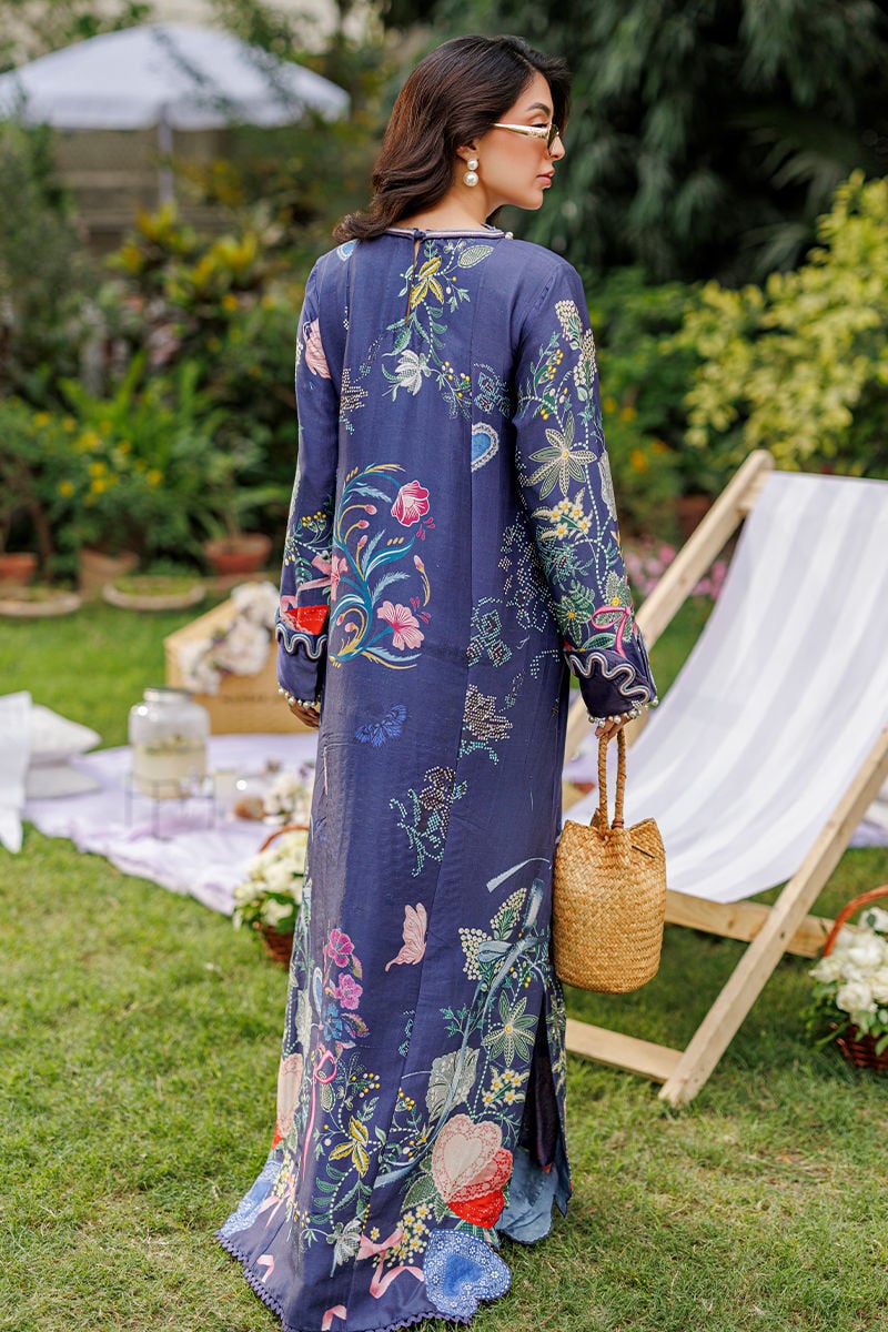 Ansab Jahangir | A Silk Afternoon Luxury Eid Silks 26 | Dusk-Brand:Ansab Jahangir-Type:Ladies Clothes-Blue-Raw Silk-House of Maryam- Buy in UK, USA
