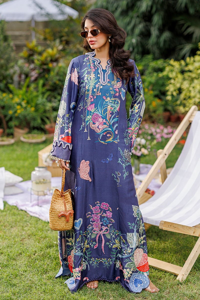 Ansab Jahangir | A Silk Afternoon Luxury Eid Silks 26 | Dusk-Brand:Ansab Jahangir-Type:Ladies Clothes-Blue-Raw Silk-House of Maryam- Buy in UK, USA