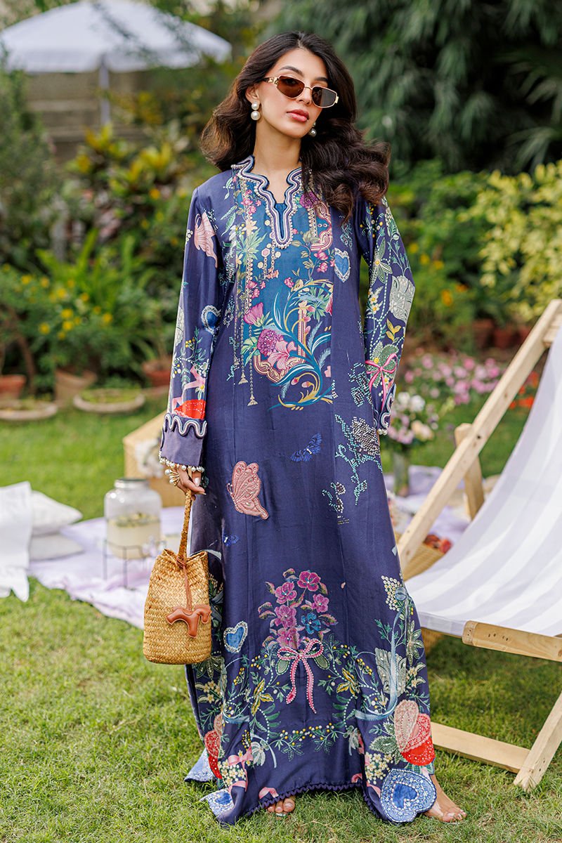 Ansab Jahangir | A Silk Afternoon Luxury Eid Silks 26 | Dusk-Brand:Ansab Jahangir-Type:Ladies Clothes-Blue-Raw Silk-House of Maryam- Buy in UK, USA