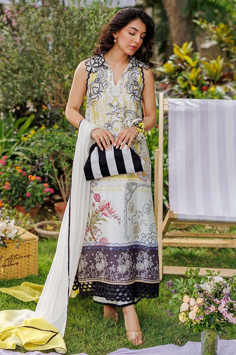 Ansab Jahangir | A Silk Afternoon Luxury Eid Silks 26 | Honeydew-Brand:Ansab Jahangir-Type:Ladies Clothes-Off White-Raw Silk-House of Maryam- Buy in UK, USA