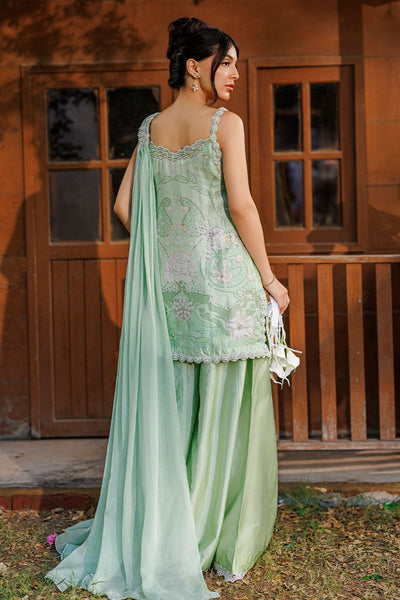 Ansab Jahangir | A Silk Afternoon Luxury Eid Silks 26 | Marjorie-Brand:Ansab Jahangir-Type:Ladies Clothes-Pastel Mint-Raw Silk-House of Maryam- Buy in UK, USA