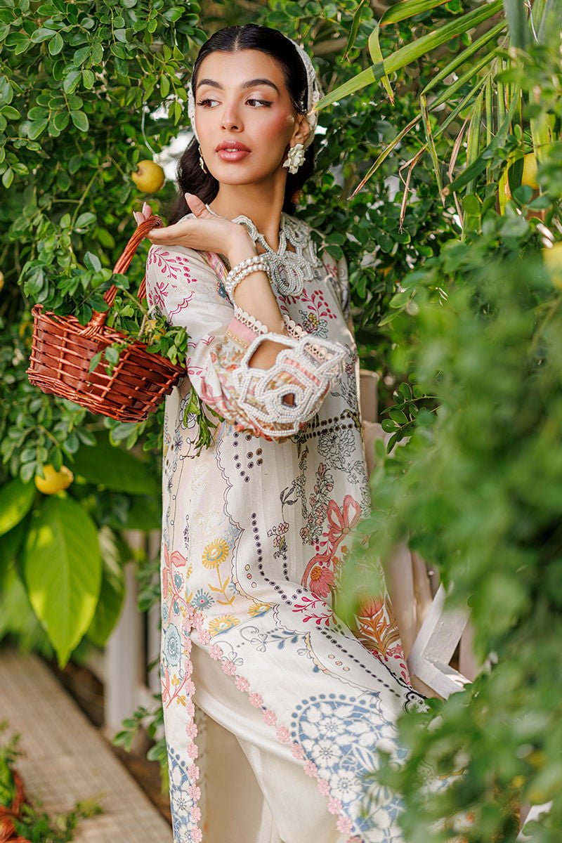 Ansab Jahangir | A Silk Afternoon Luxury Eid Silks 26 | Petaline-Brand:Ansab Jahangir-Type:Ladies Clothes-Ivory-Raw Silk-House of Maryam- Buy in UK, USA