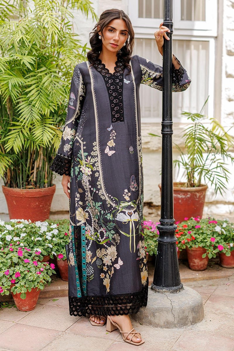 Ansab Jahangir | A Silk Afternoon Luxury Eid Silks 26 | Tisara-Brand:Ansab Jahangir-Type:Ladies Clothes-Black-Raw Silk-House of Maryam- Buy in UK, USA