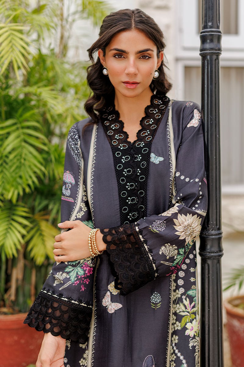 Ansab Jahangir | A Silk Afternoon Luxury Eid Silks 26 | Tisara-Brand:Ansab Jahangir-Type:Ladies Clothes-Black-Raw Silk-House of Maryam- Buy in UK, USA