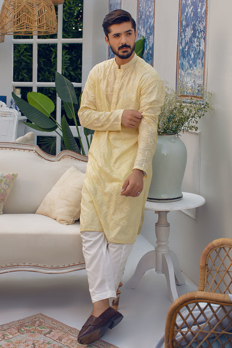 Pakistani Menswear | Ansab Jahangir | BUTTERCREAM BLISS by Designer House of Maryam Ltd. - House of Maryam - Pakistani Designer Ethnic Wear in {{ shop.shopifyCountryName }}