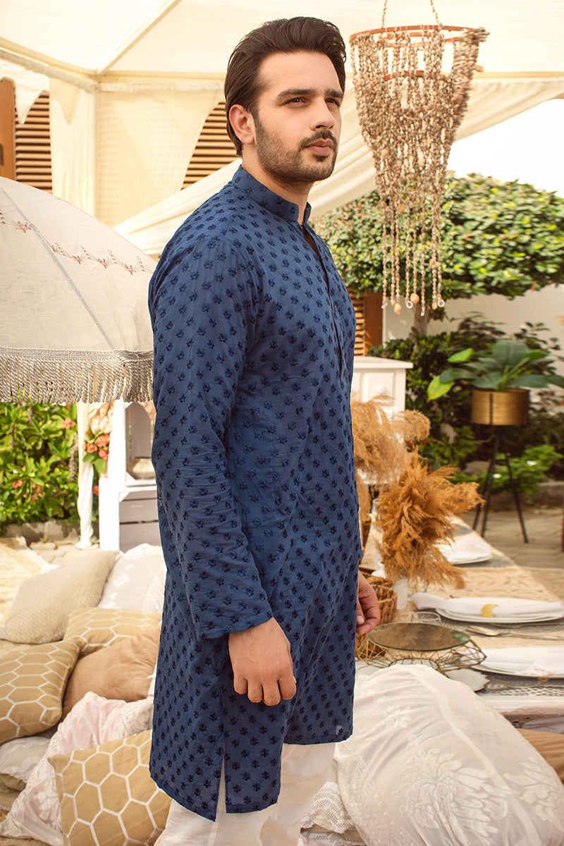 Pakistani Menswear | Ansab Jahangir | SHALE BLUE by Designer House of Maryam Ltd. - House of Maryam - Pakistani Designer Ethnic Wear in {{ shop.shopifyCountryName }}