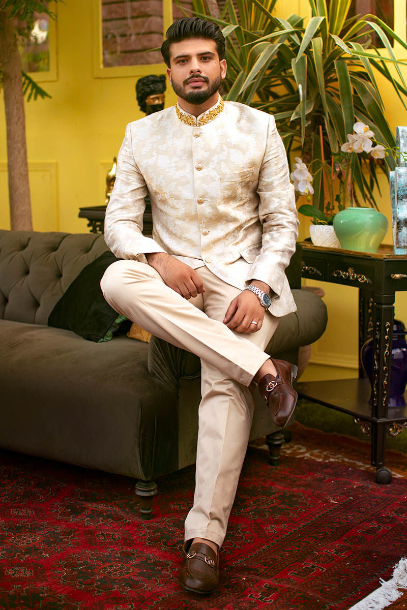 Pakistani Menswear | Ansab Jahangir | IVORY BLUSH by Designer House of Maryam Ltd. - House of Maryam - Pakistani Designer Ethnic Wear in {{ shop.shopifyCountryName }}