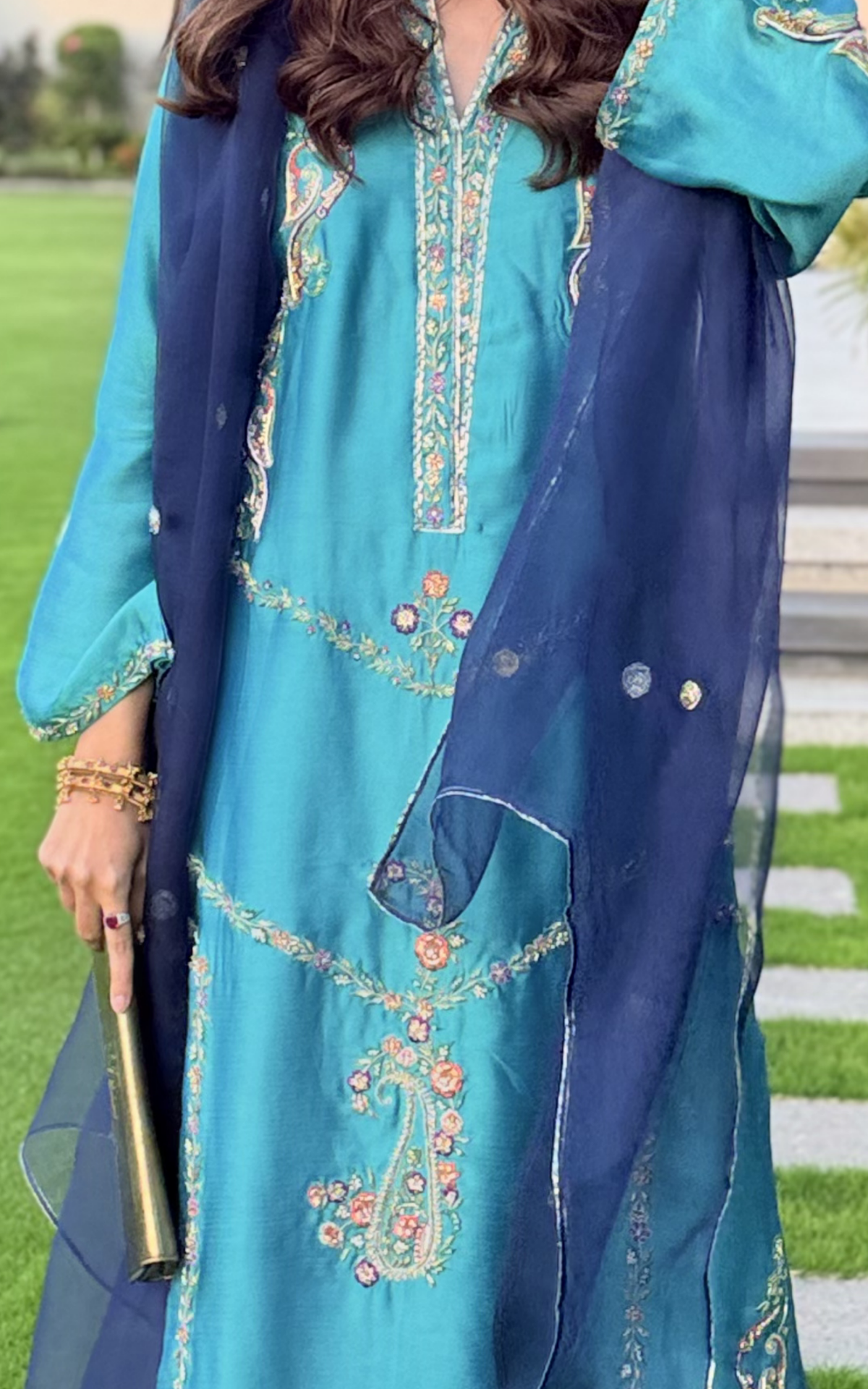 Asifa and Nabeel | Silk Edit 26 | Azure Radiance-Brand:Asifa and Nabeel-Type:Ladies Clothes-Teal-Tissue Silk-House of Maryam- Buy in UK, USA