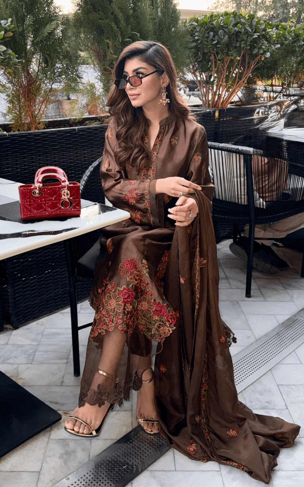 Asifa and Nabeel | Silk Edit 26 | Mocha Mystique-Brand:Asifa and Nabeel-Type:Ladies Clothes-Chocolate-Tissue Silk-House of Maryam- Buy in UK, USA