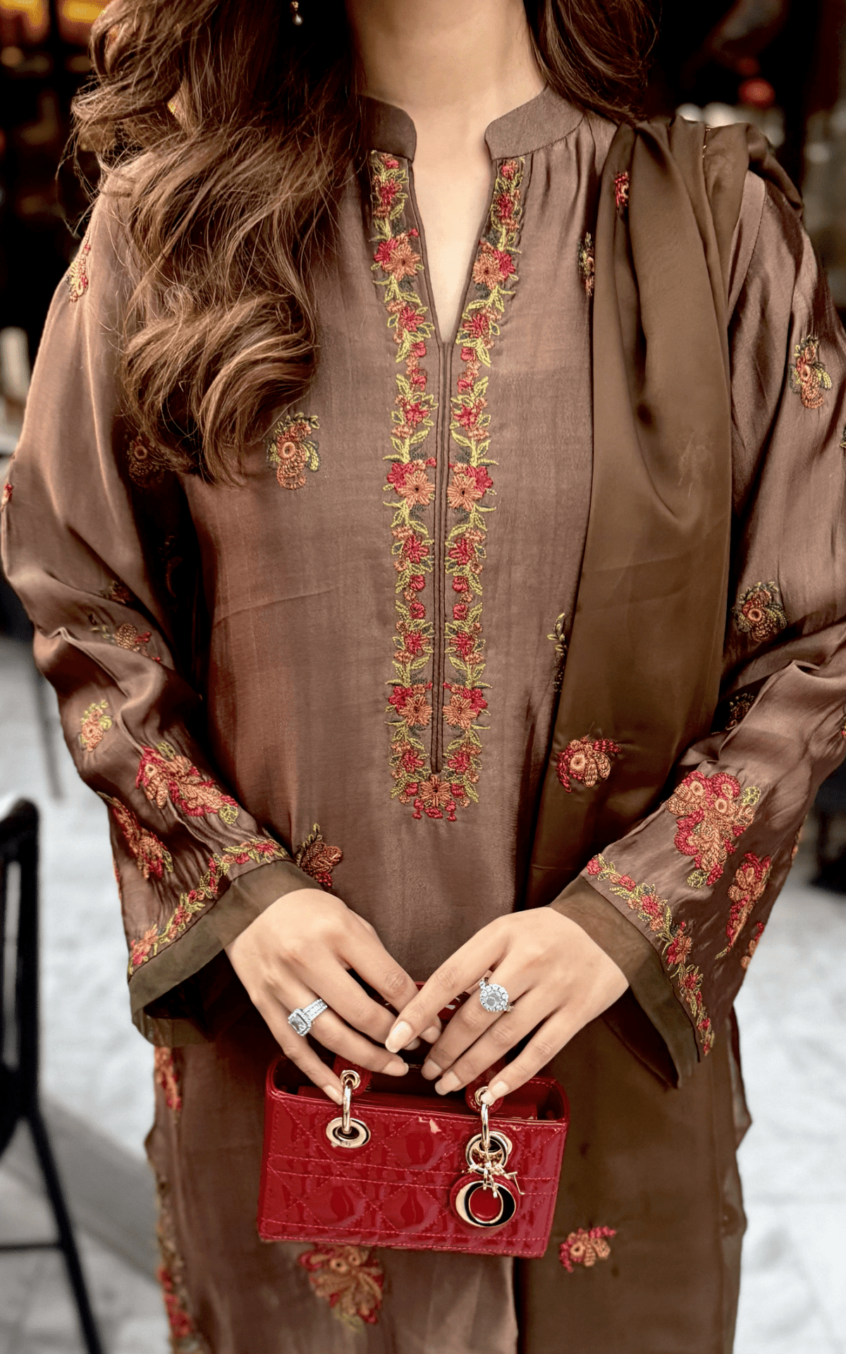 Asifa and Nabeel | Silk Edit 26 | Mocha Mystique-Brand:Asifa and Nabeel-Type:Ladies Clothes-Chocolate-Tissue Silk-House of Maryam- Buy in UK, USA