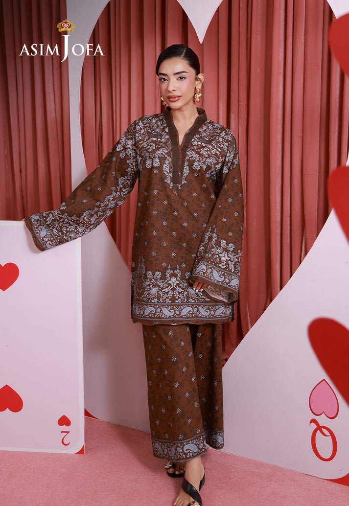 Asim Jofa | Eid Pret | AJPB-308-Brand:Asim Jofa-Type:Ladies Clothes-Dark Brown-Lawn-House of Maryam- Buy in UK, USA
