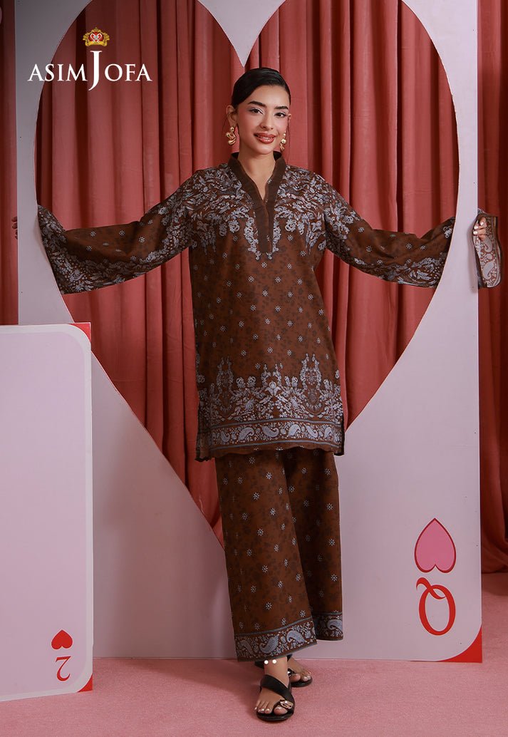 Asim Jofa | Eid Pret | AJPB-308-Brand:Asim Jofa-Type:Ladies Clothes-Dark Brown-Lawn-House of Maryam- Buy in UK, USA