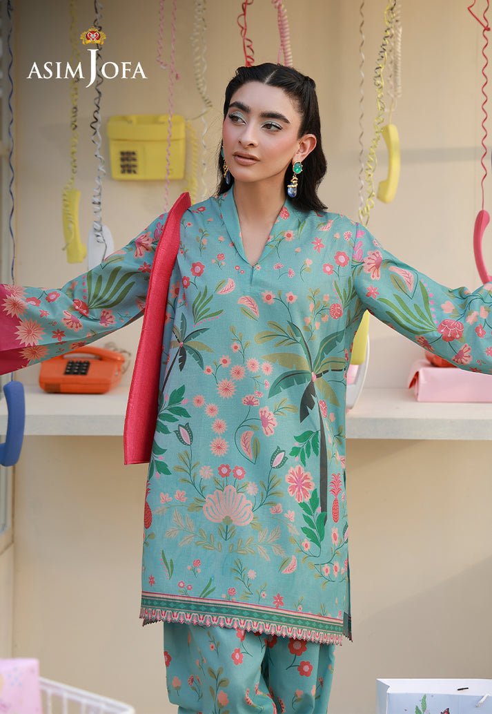 Asim Jofa | Eid Pret |New AJPB-272-Brand:Asim Jofa-Type:Ladies Clothes-Light Teal-Lawn-House of Maryam- Buy in UK, USA