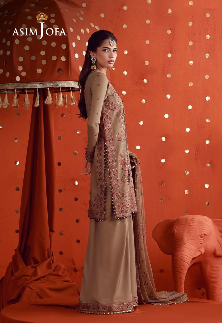 Asim Jofa | Luxury Festive 26 | AJULFB-01-Brand:Asim Jofa-Type:Ladies Clothes-Coffee-Silk-House of Maryam- Buy in UK, USA