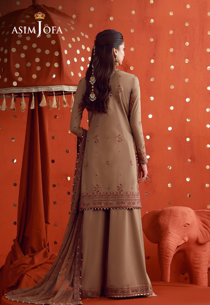 Asim Jofa | Luxury Festive 26 | AJULFB-01-Brand:Asim Jofa-Type:Ladies Clothes-Coffee-Silk-House of Maryam- Buy in UK, USA