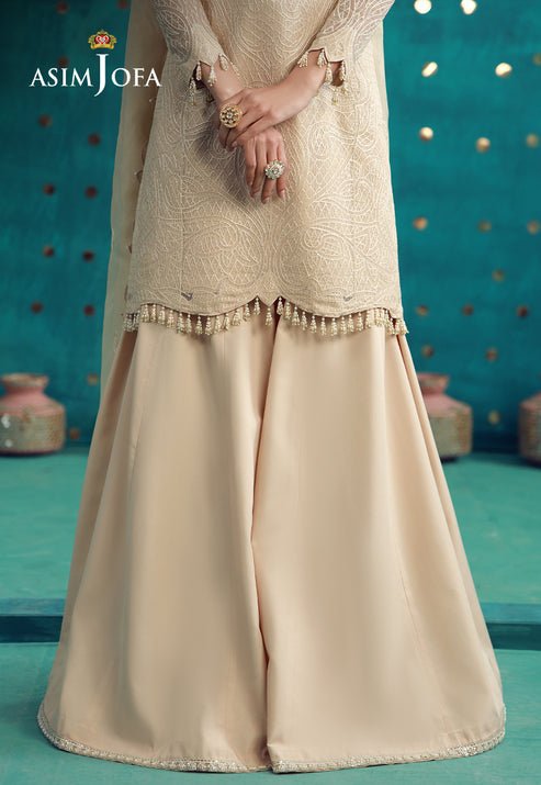 Asim Jofa | Luxury Festive 26 | AJULFB-02-Brand:Asim Jofa-Type:Ladies Clothes-Ivory-Javeria Net-House of Maryam- Buy in UK, USA