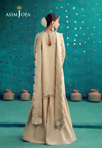 Asim Jofa | Luxury Festive 26 | AJULFB-02-Brand:Asim Jofa-Type:Ladies Clothes-Ivory-Javeria Net-House of Maryam- Buy in UK, USA