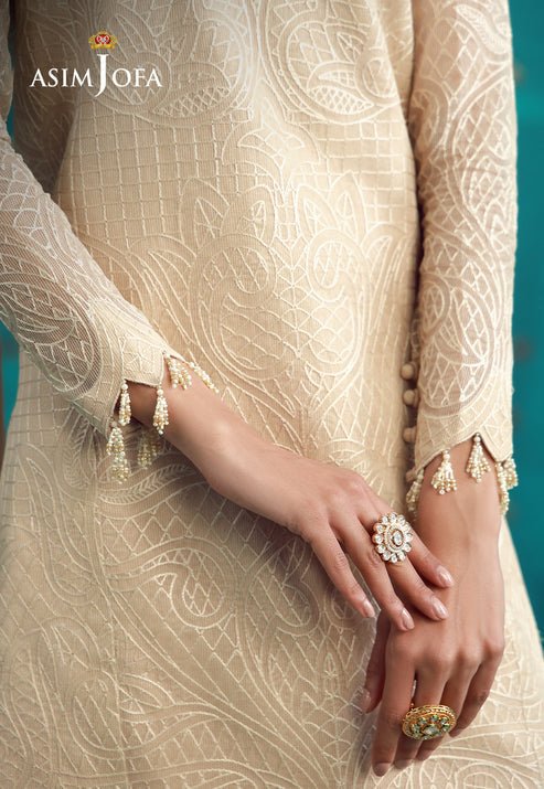 Asim Jofa | Luxury Festive 26 | AJULFB-02-Brand:Asim Jofa-Type:Ladies Clothes-Ivory-Javeria Net-House of Maryam- Buy in UK, USA