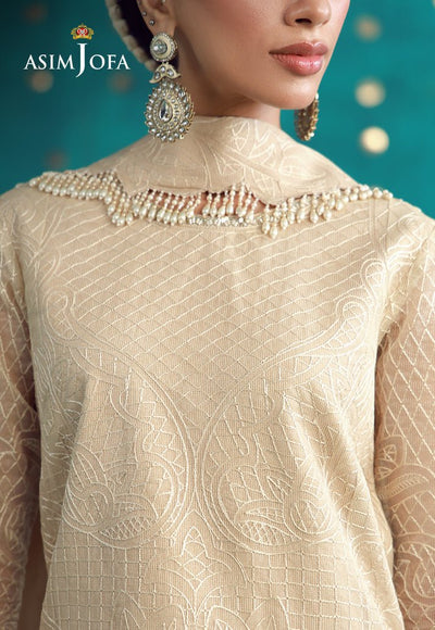 Asim Jofa | Luxury Festive 26 | AJULFB-02-Brand:Asim Jofa-Type:Ladies Clothes-Ivory-Javeria Net-House of Maryam- Buy in UK, USA