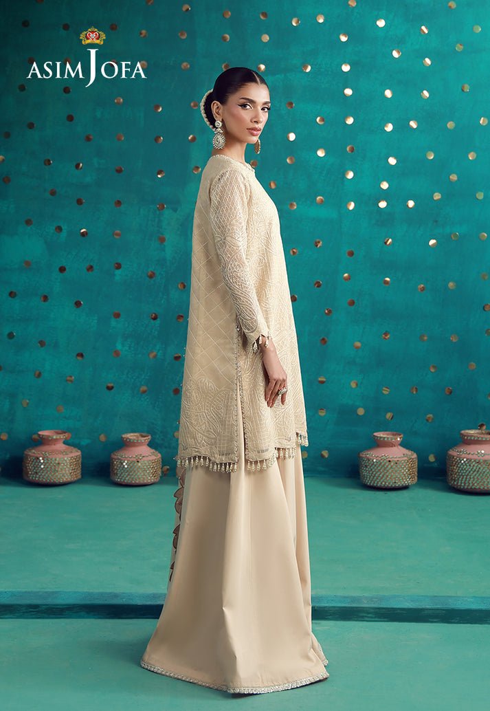 Asim Jofa | Luxury Festive 26 | AJULFB-02-Brand:Asim Jofa-Type:Ladies Clothes-Ivory-Javeria Net-House of Maryam- Buy in UK, USA