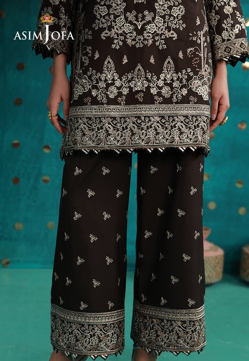 Asim Jofa | Luxury Festive 26 | AJULFB-04-Brand:Asim Jofa-Type:Ladies Clothes-Dark Brown-Boski Silk-House of Maryam- Buy in UK, USA
