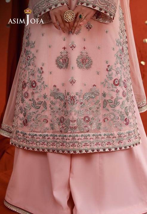 Asim Jofa | Luxury Festive 26 | AJULFB-06-Brand:Asim Jofa-Type:Ladies Clothes-Pink-Poly Net-House of Maryam- Buy in UK, USA