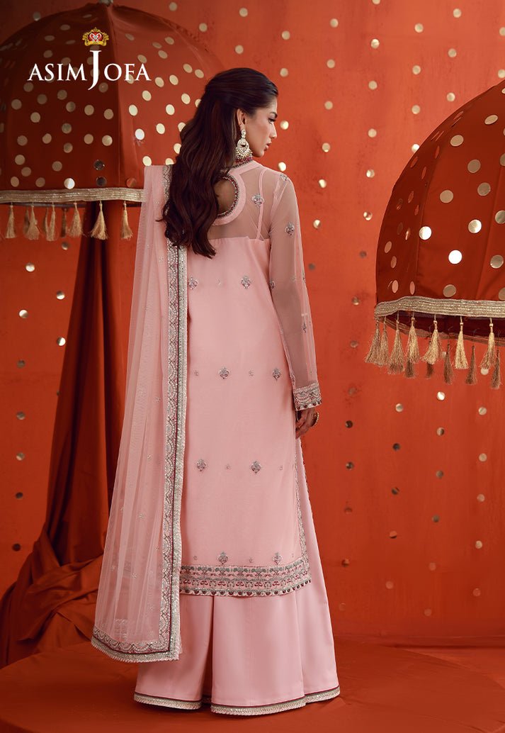 Asim Jofa | Luxury Festive 26 | AJULFB-06-Brand:Asim Jofa-Type:Ladies Clothes-Pink-Poly Net-House of Maryam- Buy in UK, USA