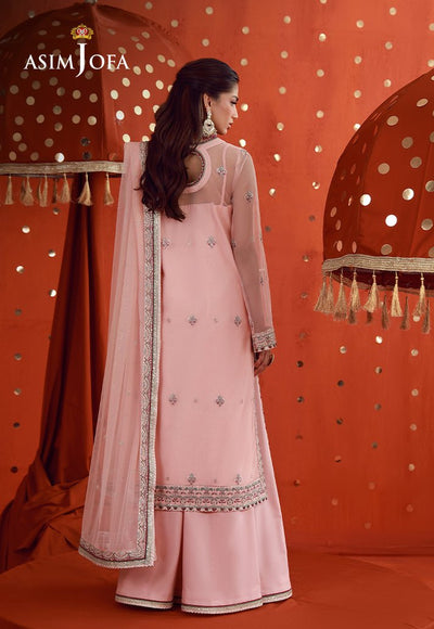 Asim Jofa | Luxury Festive 26 | AJULFB-06-Brand:Asim Jofa-Type:Ladies Clothes-Pink-Poly Net-House of Maryam- Buy in UK, USA