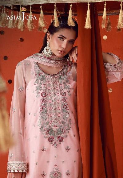 Asim Jofa | Luxury Festive 26 | AJULFB-06-Brand:Asim Jofa-Type:Ladies Clothes-Pink-Poly Net-House of Maryam- Buy in UK, USA