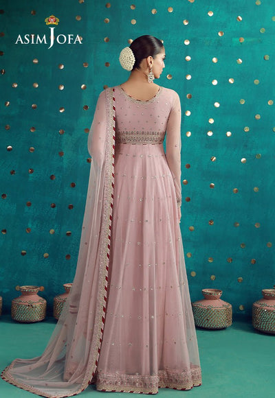 Asim Jofa | Luxury Festive 26 | AJULFB-07-Brand:Asim Jofa-Type:Ladies Clothes-Tea Pink-Poly Net-House of Maryam- Buy in UK, USA