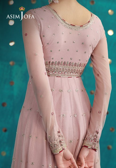 Asim Jofa | Luxury Festive 26 | AJULFB-07-Brand:Asim Jofa-Type:Ladies Clothes-Tea Pink-Poly Net-House of Maryam- Buy in UK, USA