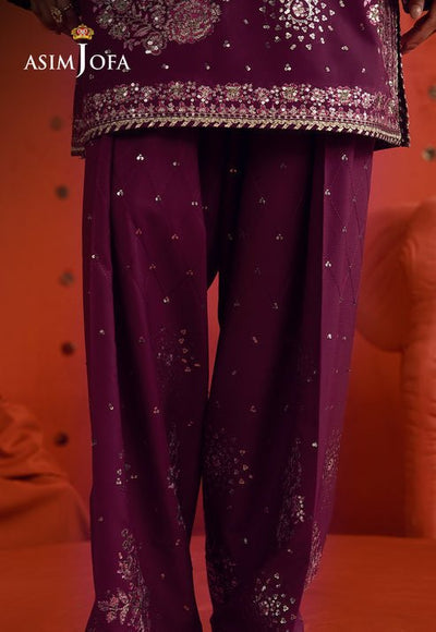 Asim Jofa | Luxury Festive 26 | AJULFB-10-Brand:Asim Jofa-Type:Ladies Clothes-Magenta-Boski Silk-House of Maryam- Buy in UK, USA