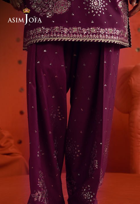 Asim Jofa | Luxury Festive 26 | AJULFB-10-Brand:Asim Jofa-Type:Ladies Clothes-Magenta-Boski Silk-House of Maryam- Buy in UK, USA