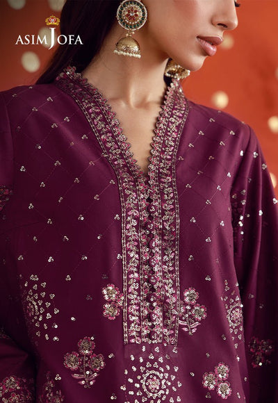 Asim Jofa | Luxury Festive 26 | AJULFB-10-Brand:Asim Jofa-Type:Ladies Clothes-Magenta-Boski Silk-House of Maryam- Buy in UK, USA