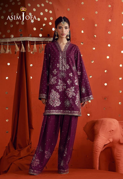 Asim Jofa | Luxury Festive 26 | AJULFB-10-Brand:Asim Jofa-Type:Ladies Clothes-Magenta-Boski Silk-House of Maryam- Buy in UK, USA